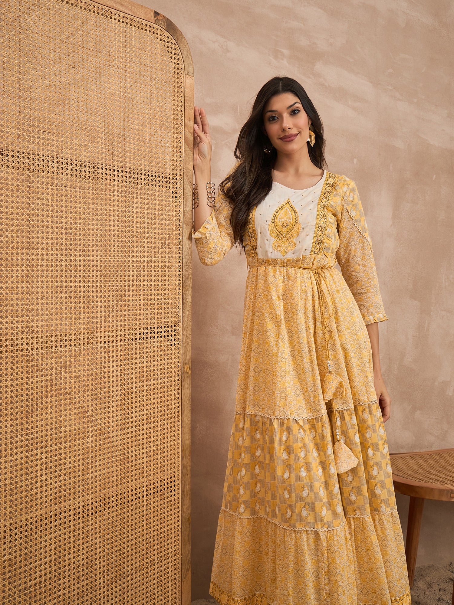 Printed Organic Cotton Fit & Flare Midi Dress