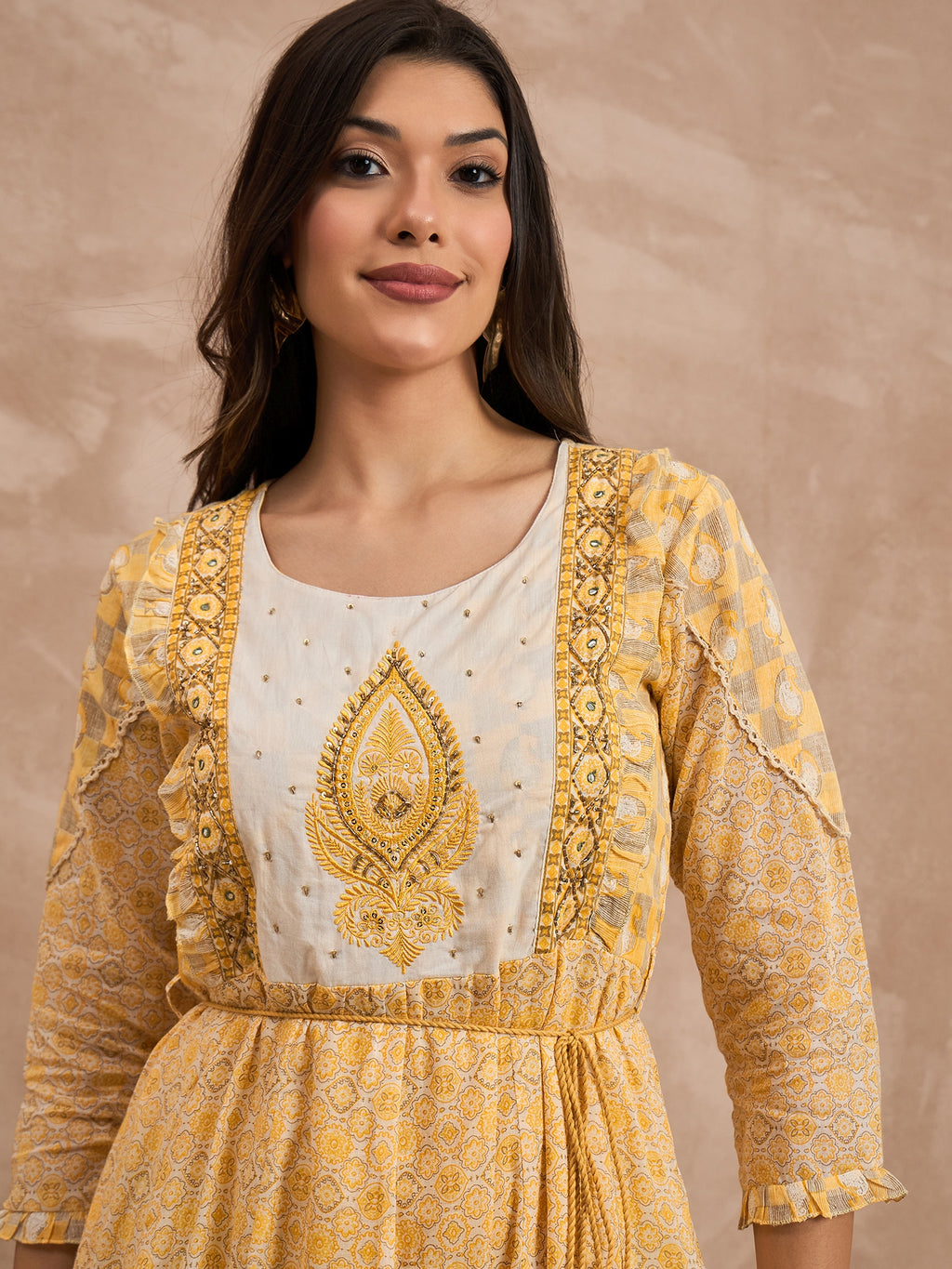 Printed Organic Cotton Fit & Flare Midi Dress