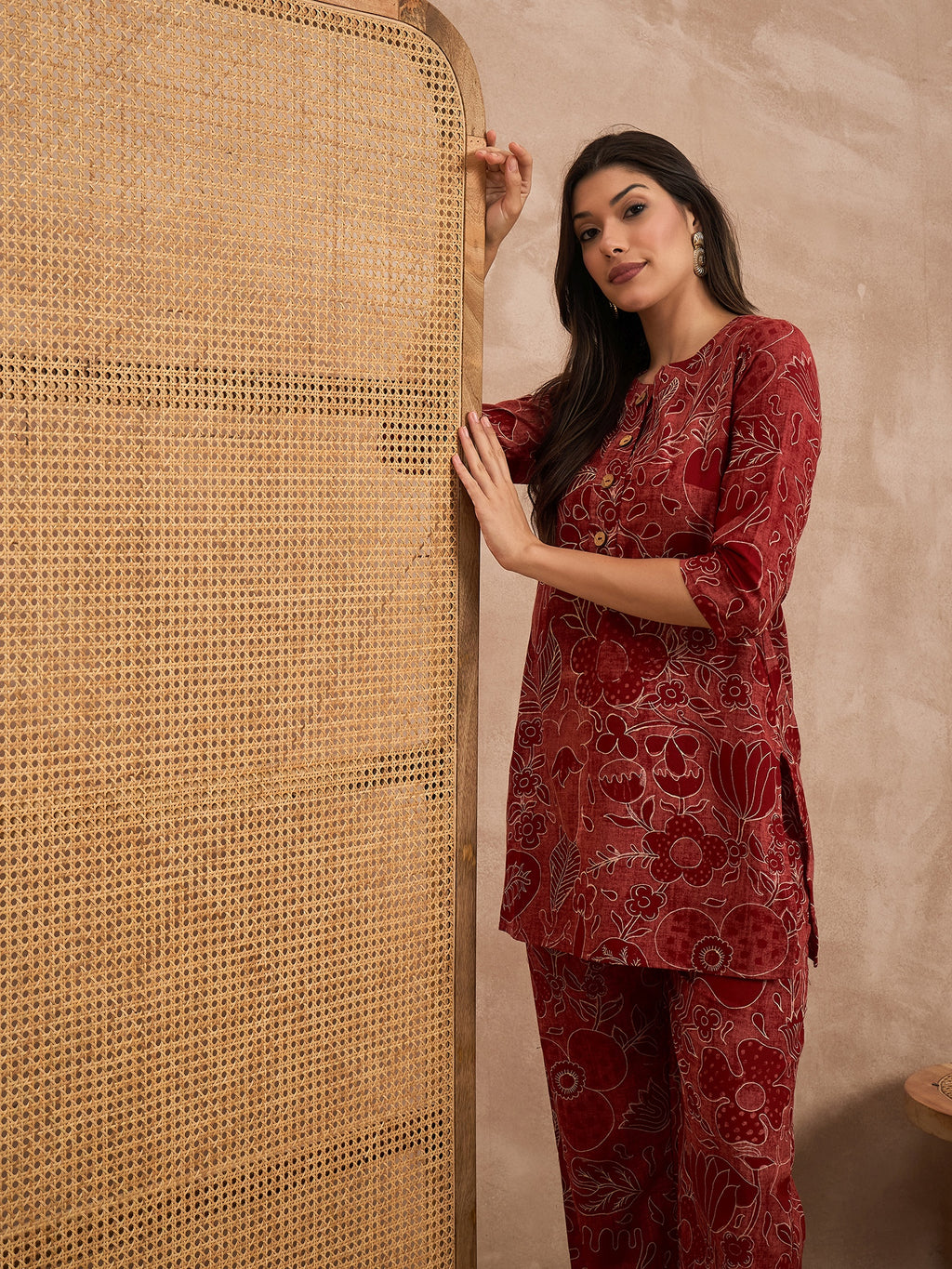 Floral Printed Round Neck Pure Cotton Co-Ords