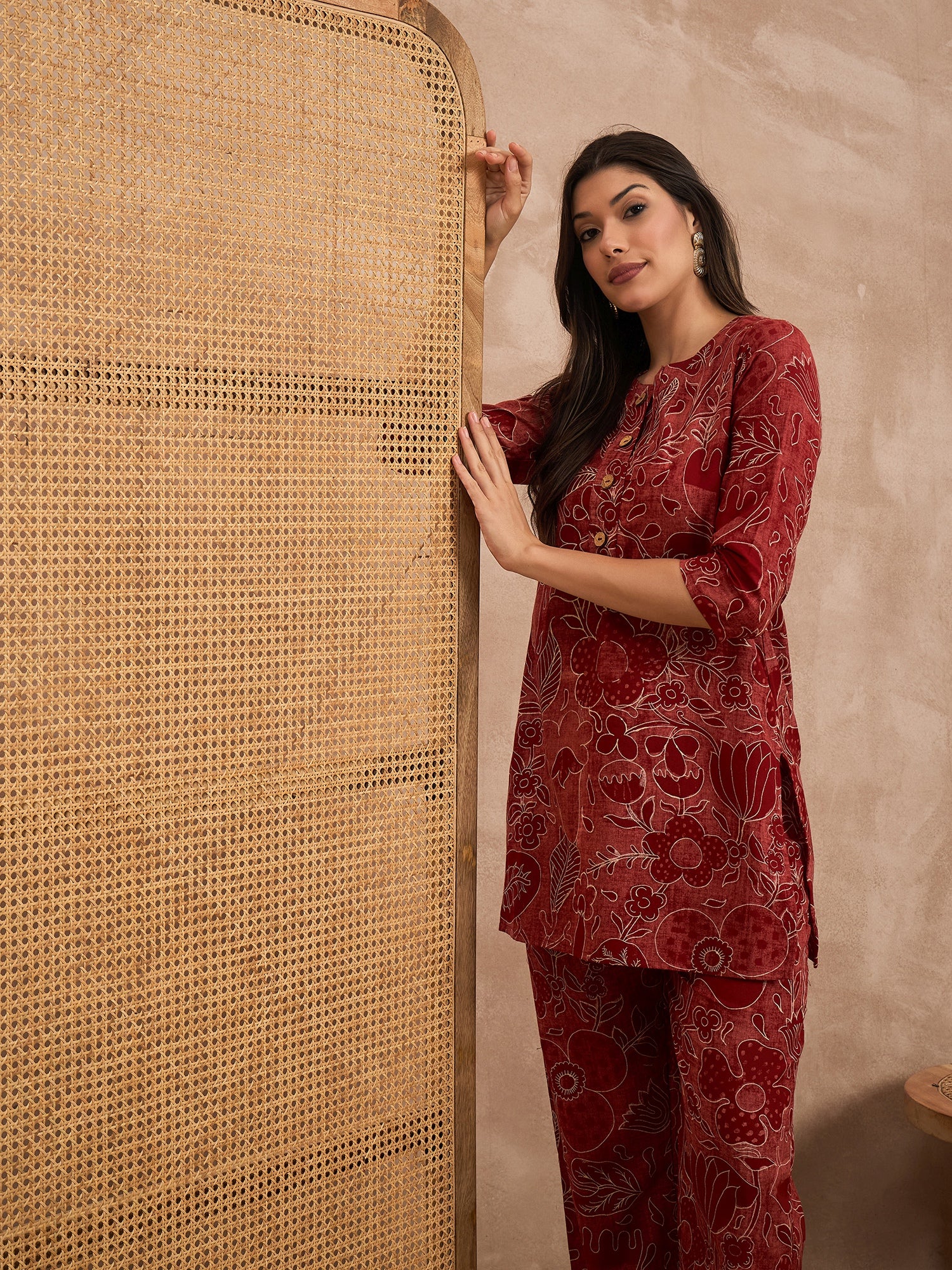 Floral Printed Round Neck Pure Cotton Co-Ords