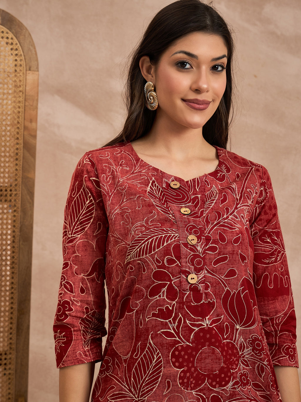 Floral Printed Round Neck Pure Cotton Co-Ords