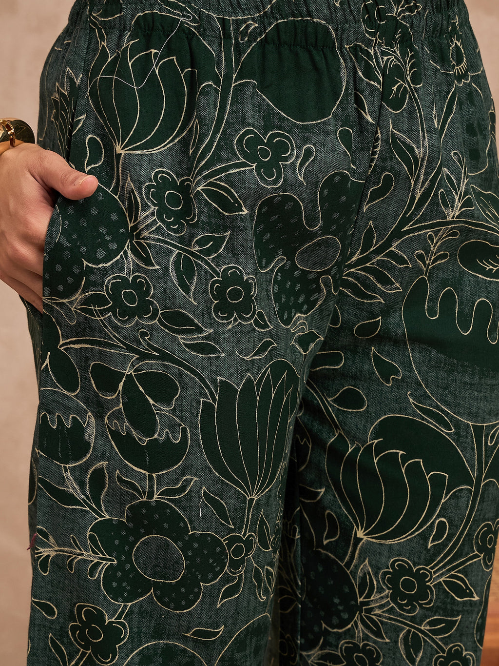 Women Floral Printed Pure Cotton Tunic With Trouser