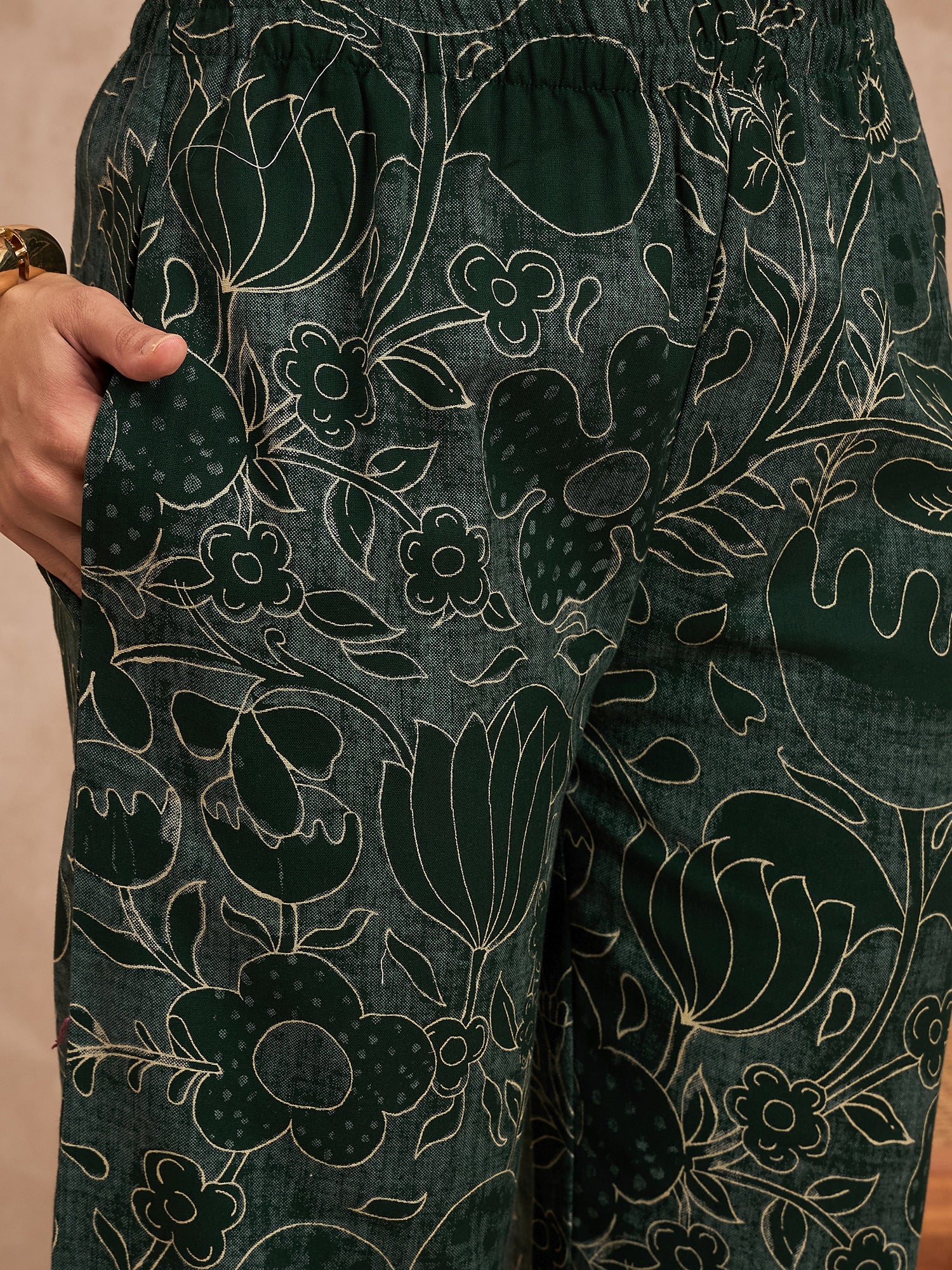 Women Floral Printed Pure Cotton Tunic With Trouser