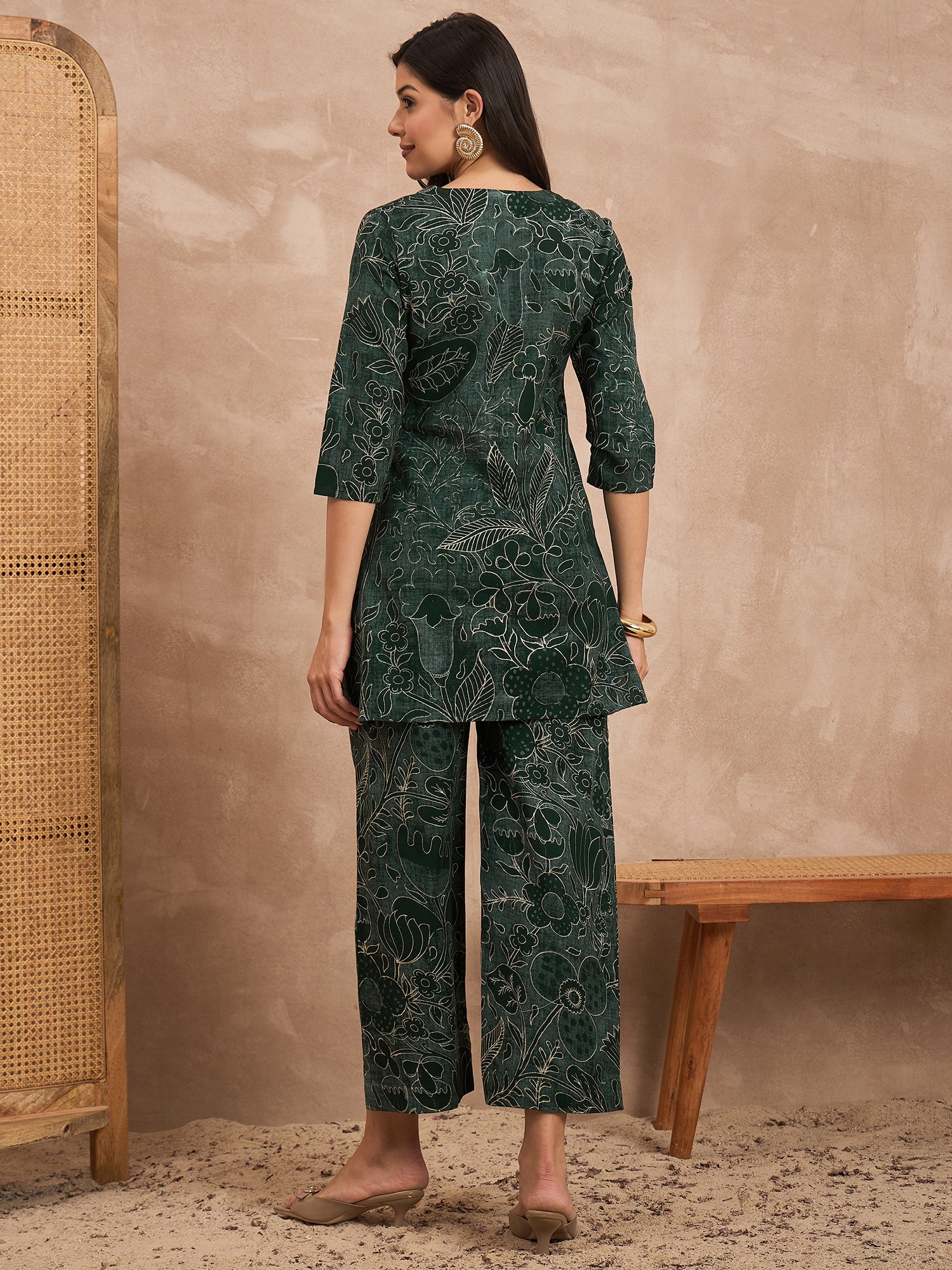 Women Floral Printed Pure Cotton Tunic With Trouser