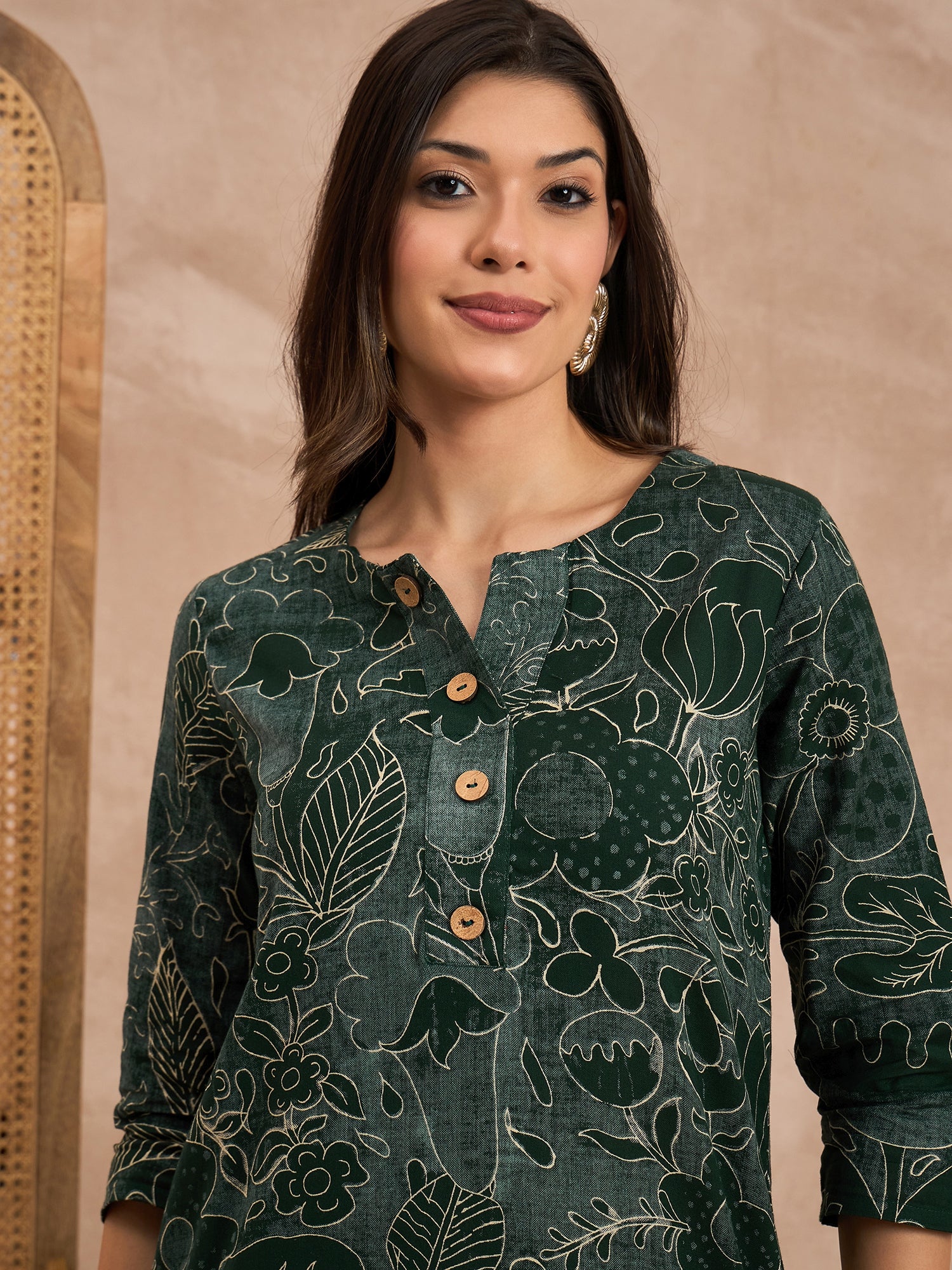 Women Floral Printed Pure Cotton Tunic With Trouser