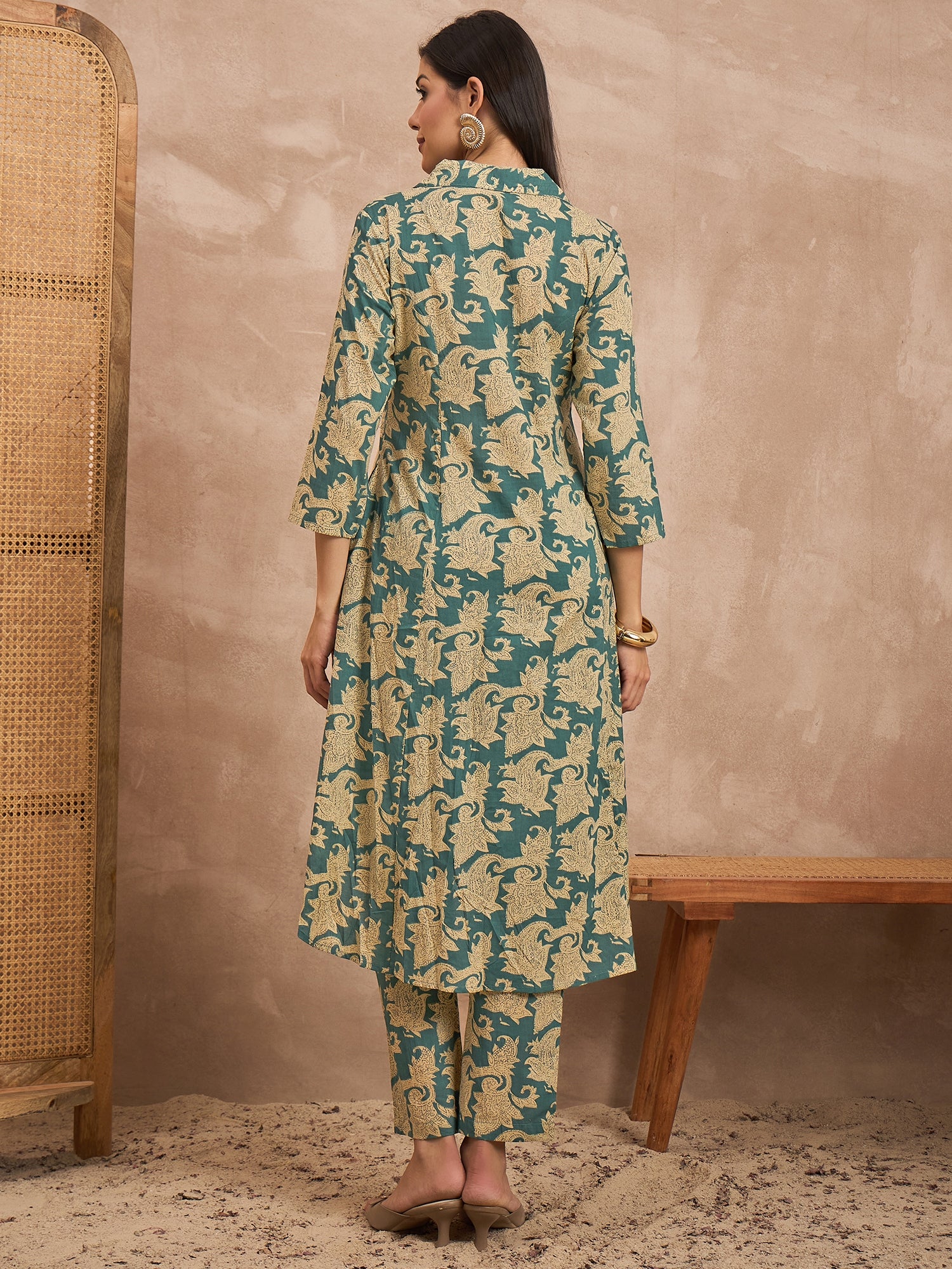 Women Pure Cotton Shirt Collar Co-Ord Set