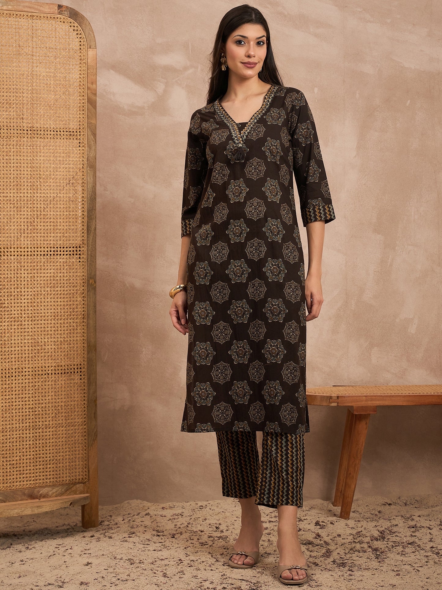 Women Ethnic Motifs Printed Regular Pure Cotton Kurta with Trousers & Dupatta