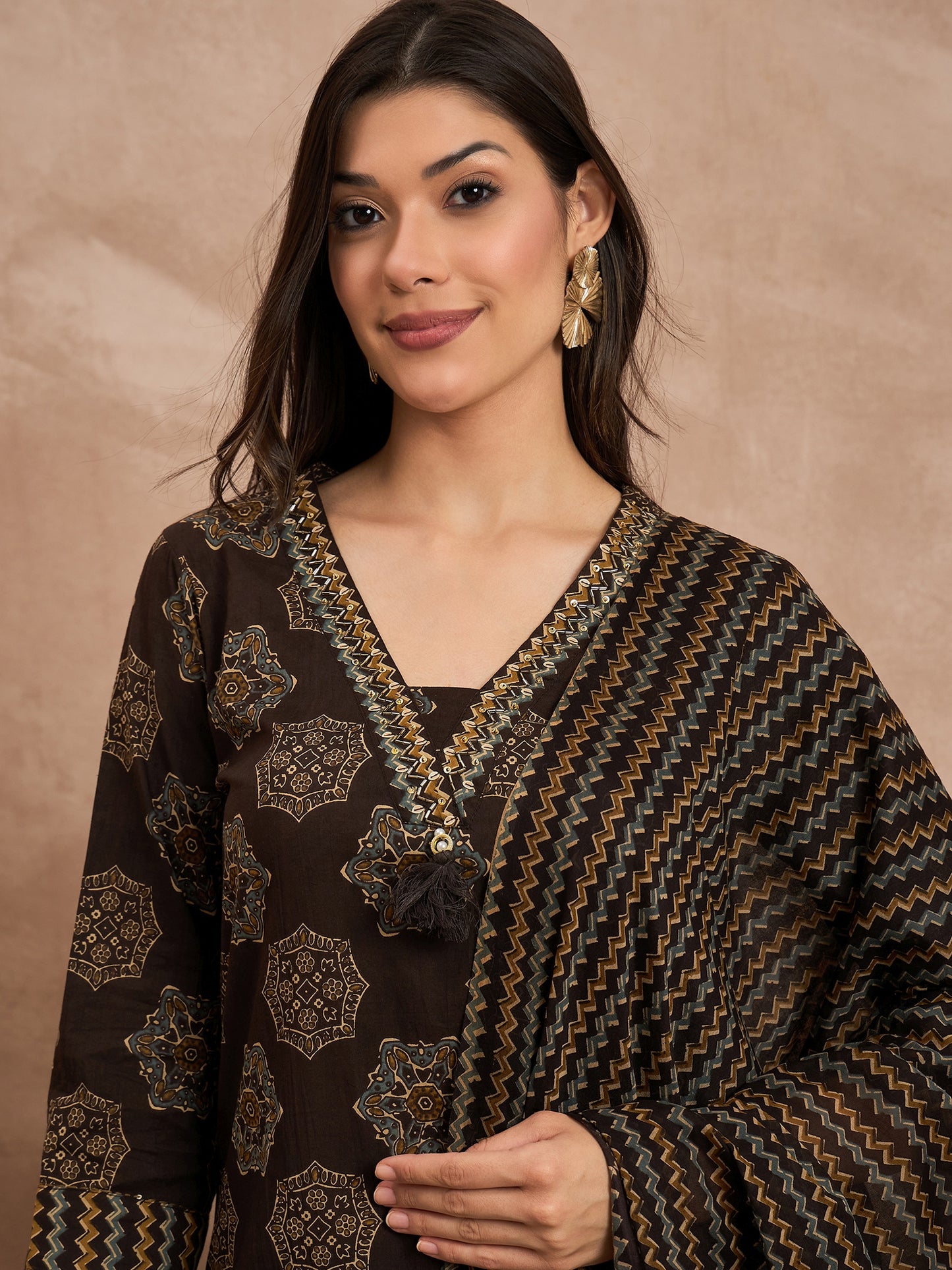 Women Ethnic Motifs Printed Regular Pure Cotton Kurta with Trousers & Dupatta