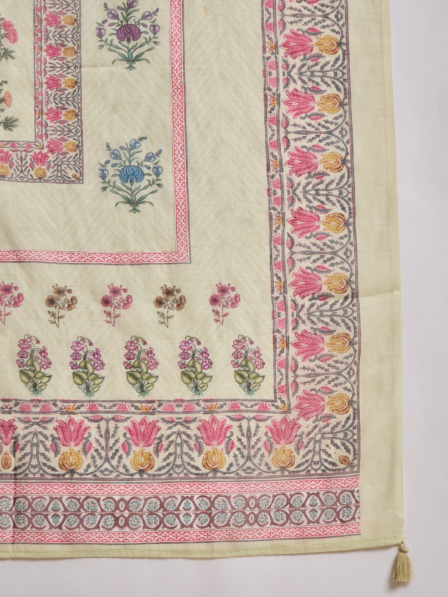 Women Floral Printed Cotton Kurta with Palazzos & Dupatta