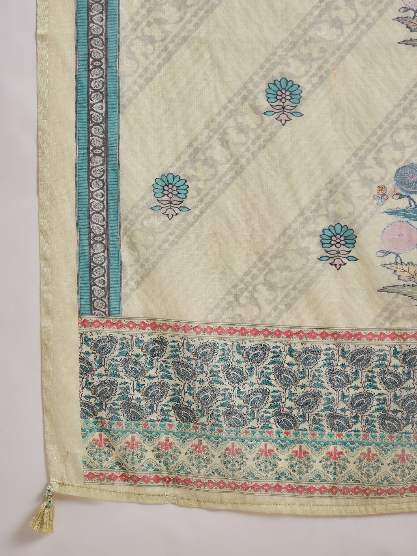 Women Floral Printed Cotton Kurta with Trousers & Dupatta