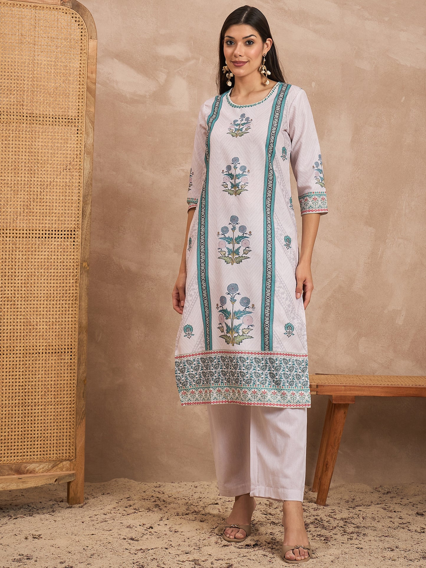 Women Organic Hand Block Pure Cotton Kurta Set