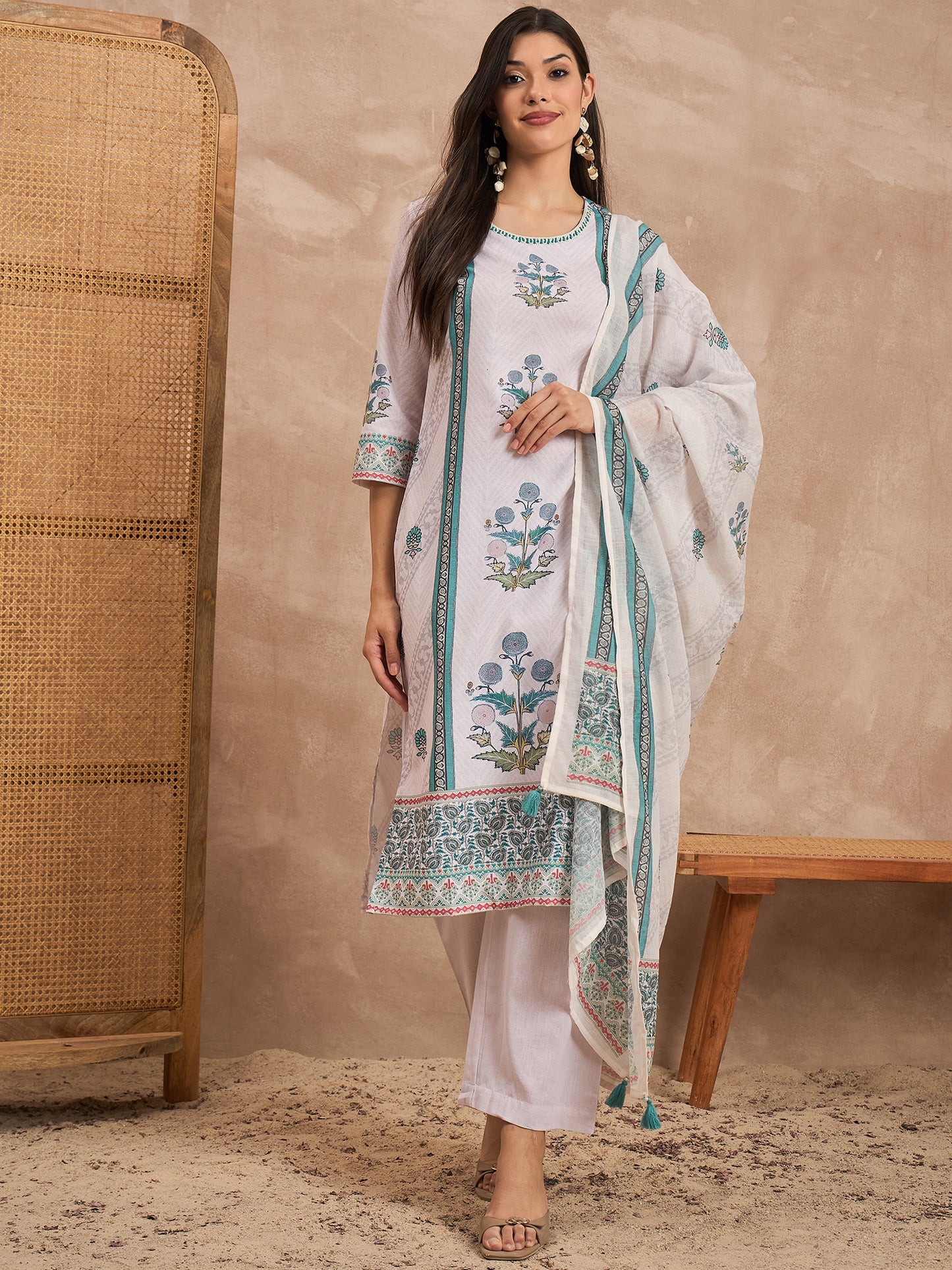 Women Organic Hand Block Pure Cotton Kurta Set
