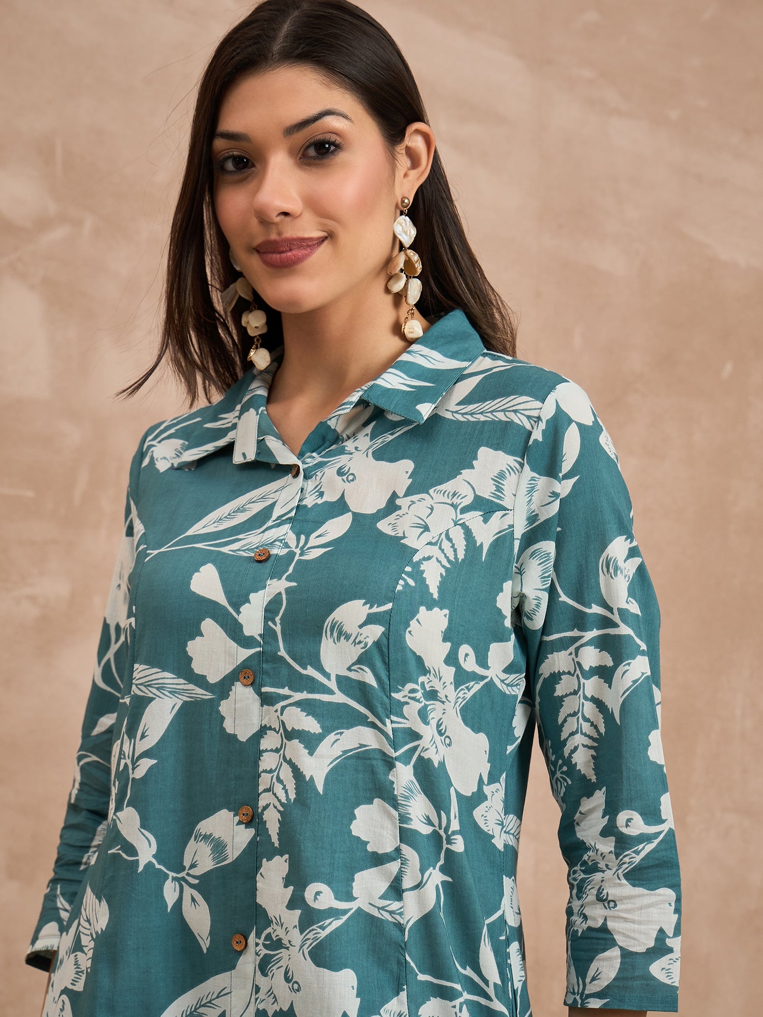 Women Printed Pure Cotton Tunic With Trousers Co-Ords