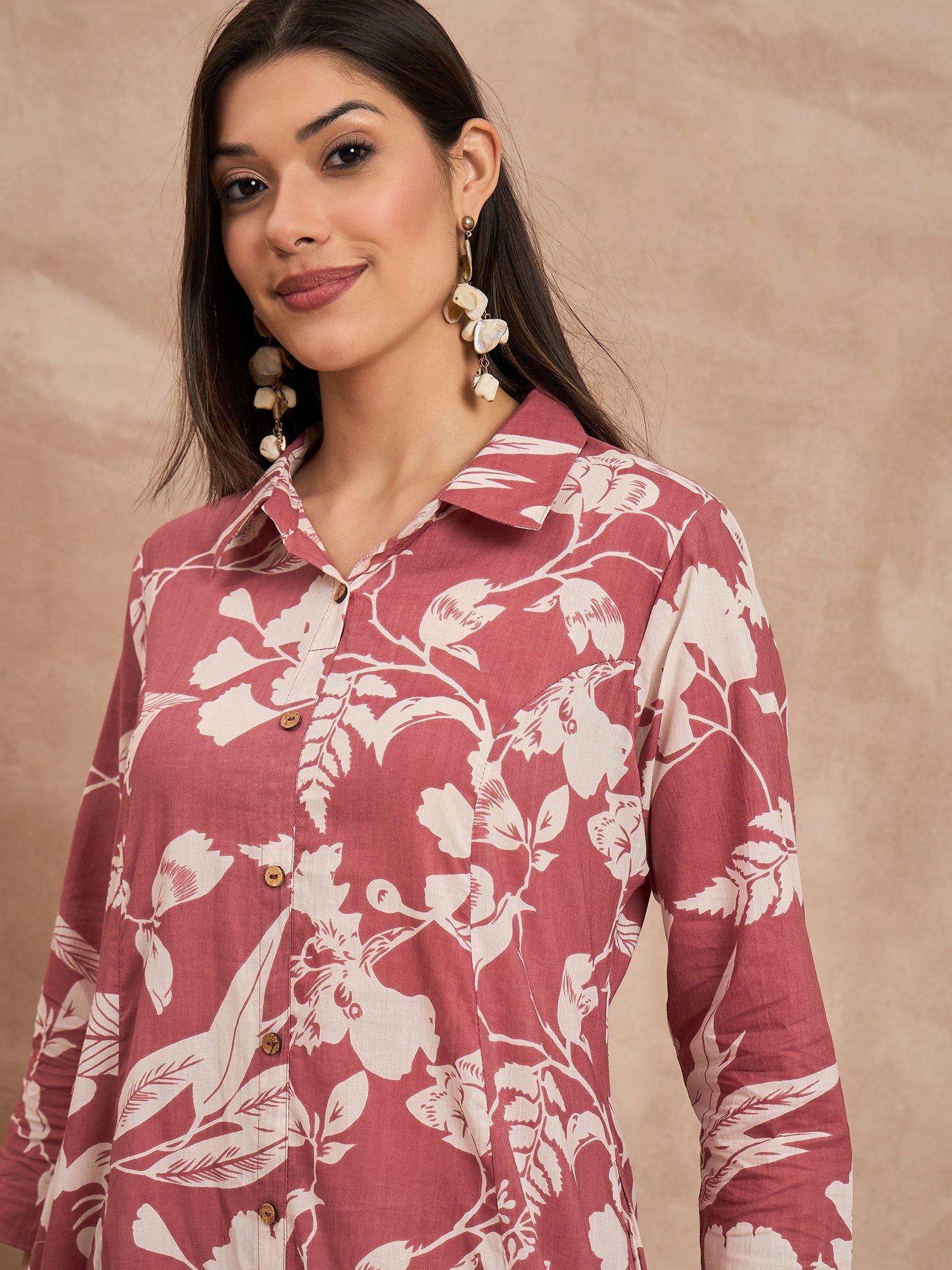 Floral Printed Pure Cotton Tunic With Trouser
