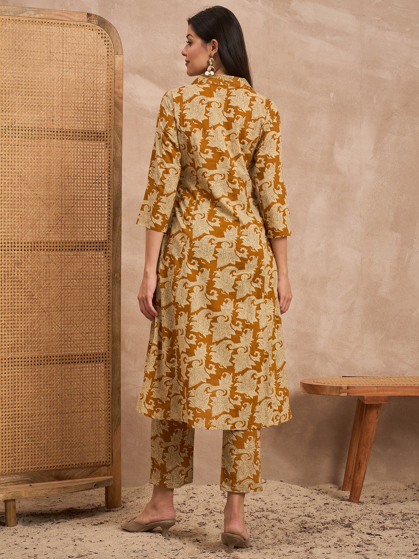 Floral Printed Pure Cotton Tunic With Trouser
