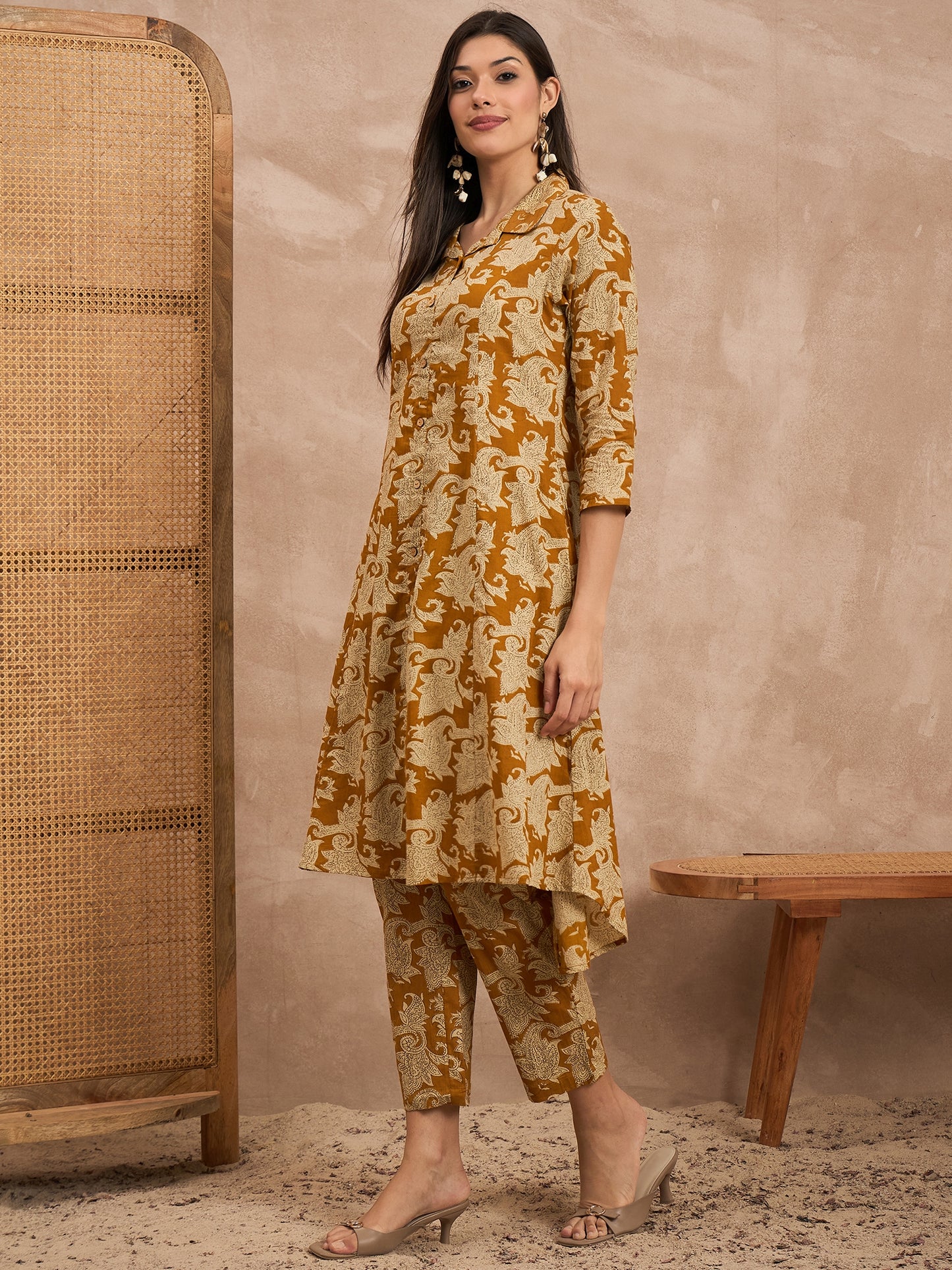 Floral Printed Pure Cotton Tunic With Trouser