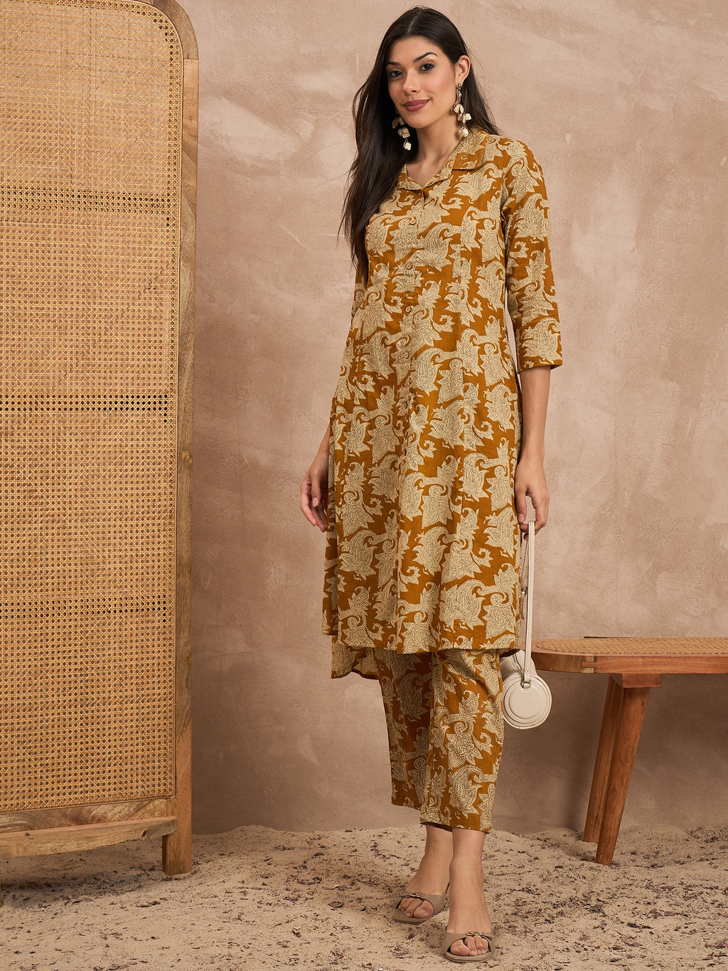 Floral Printed Pure Cotton Tunic With Trouser