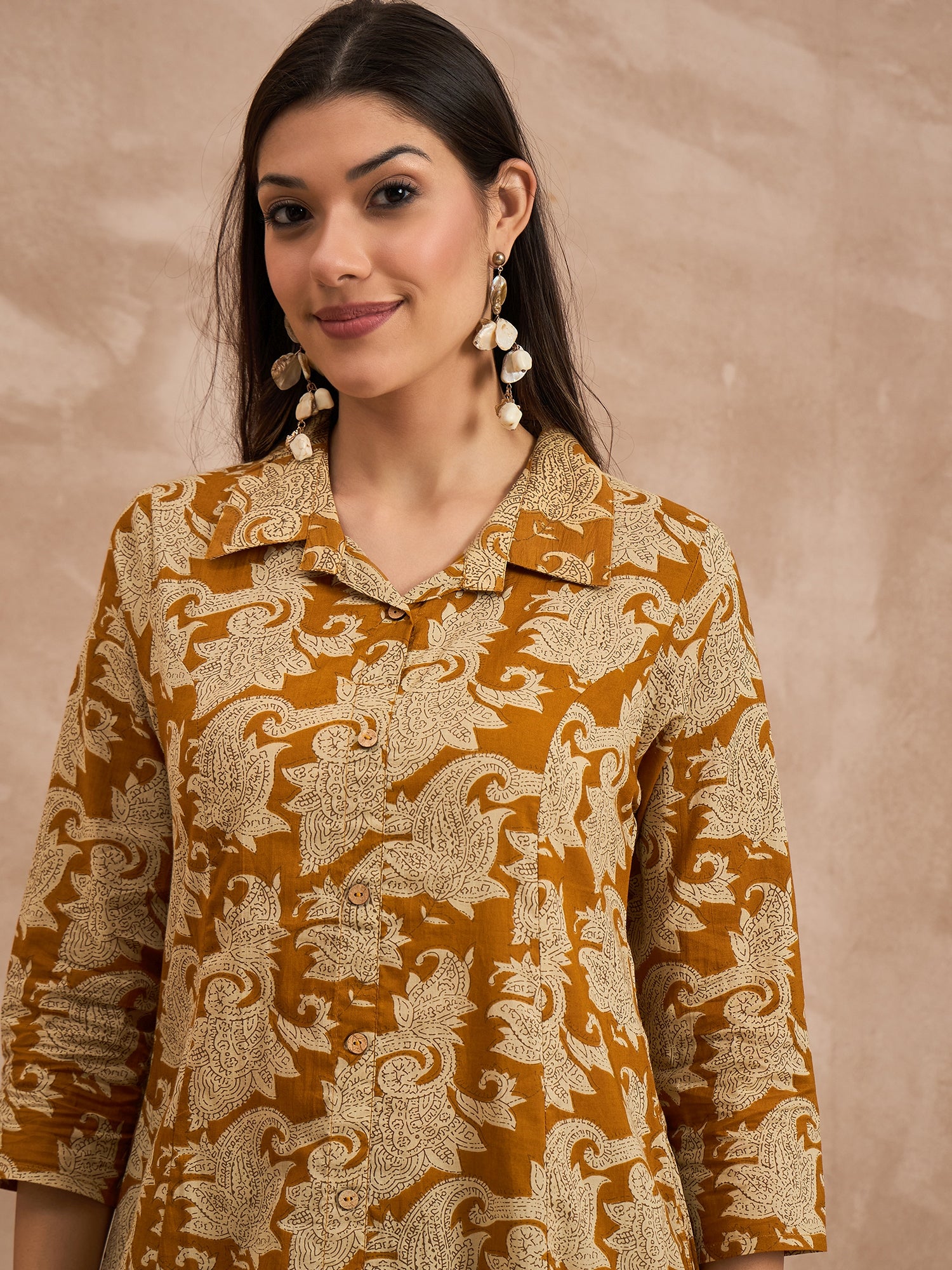 Floral Printed Pure Cotton Tunic With Trouser