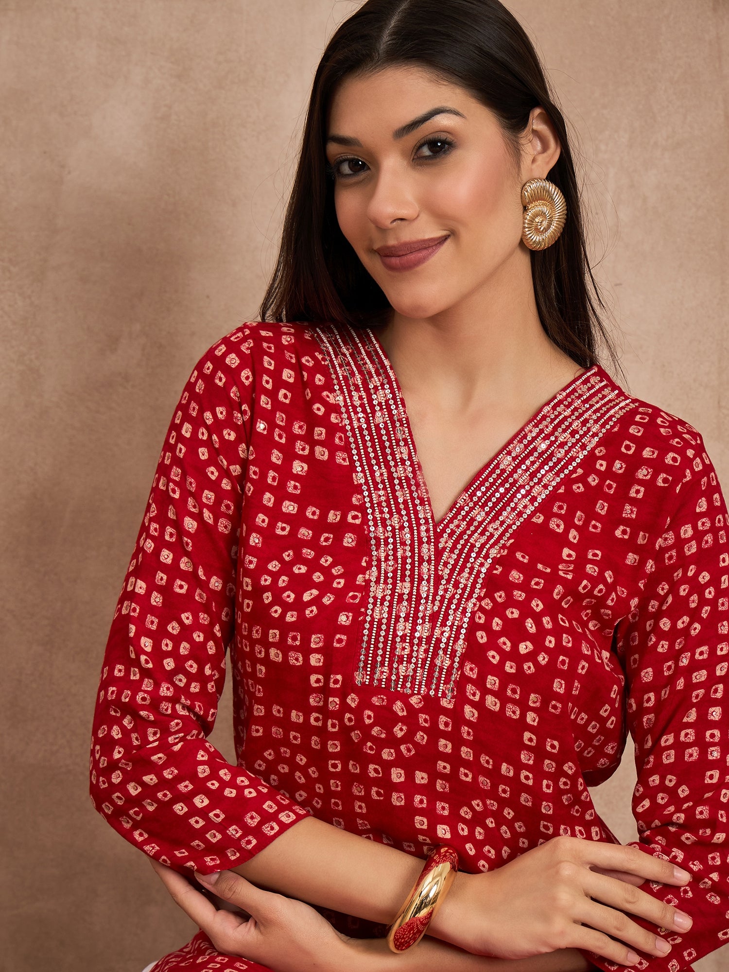 Women Viscose Rayon Printed Hand Work Emblished Kurti