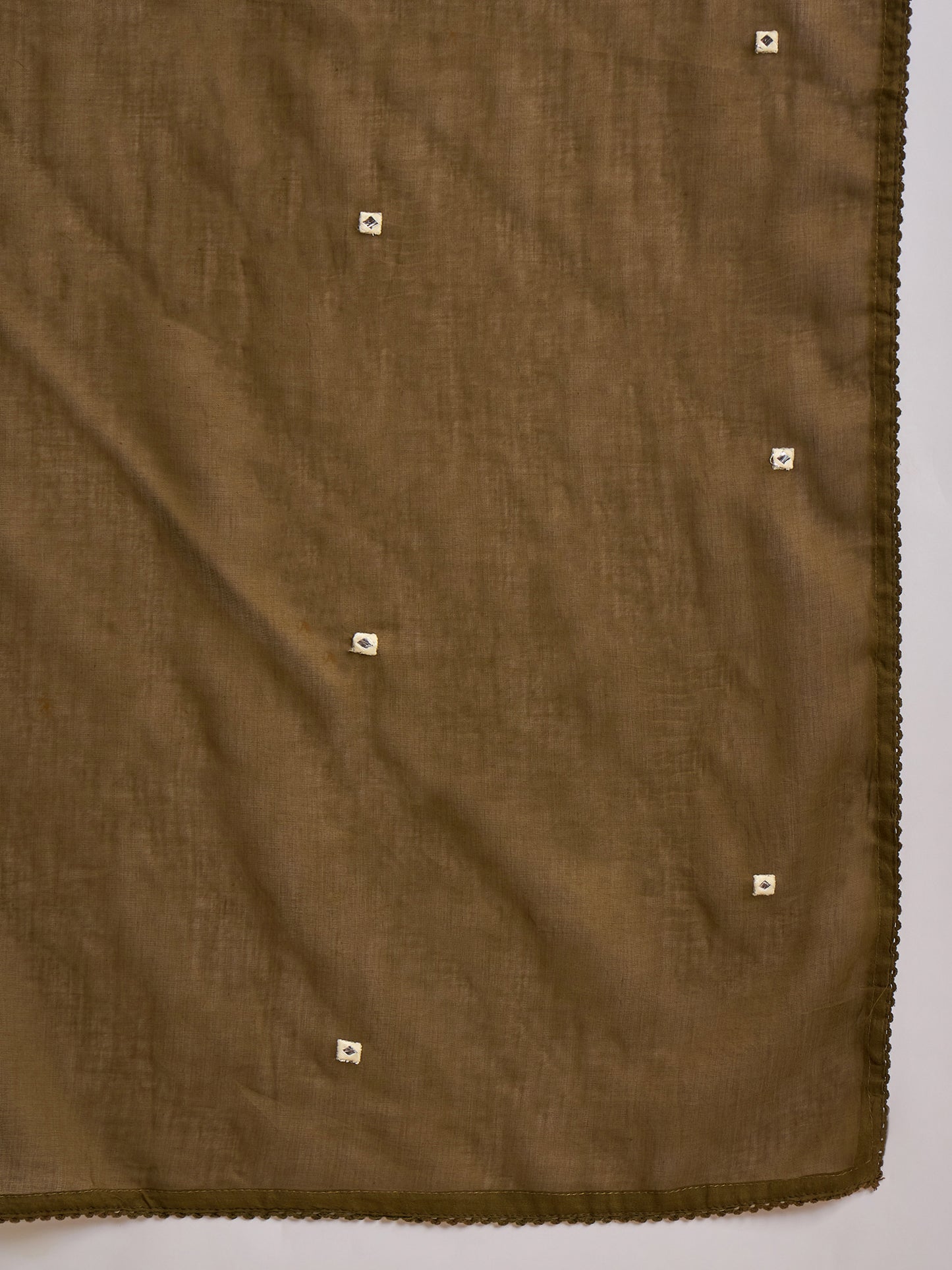 Women Geometric Embroidered Pleated MirrorWork Anarkali Kurta with Trouser & Dupatta